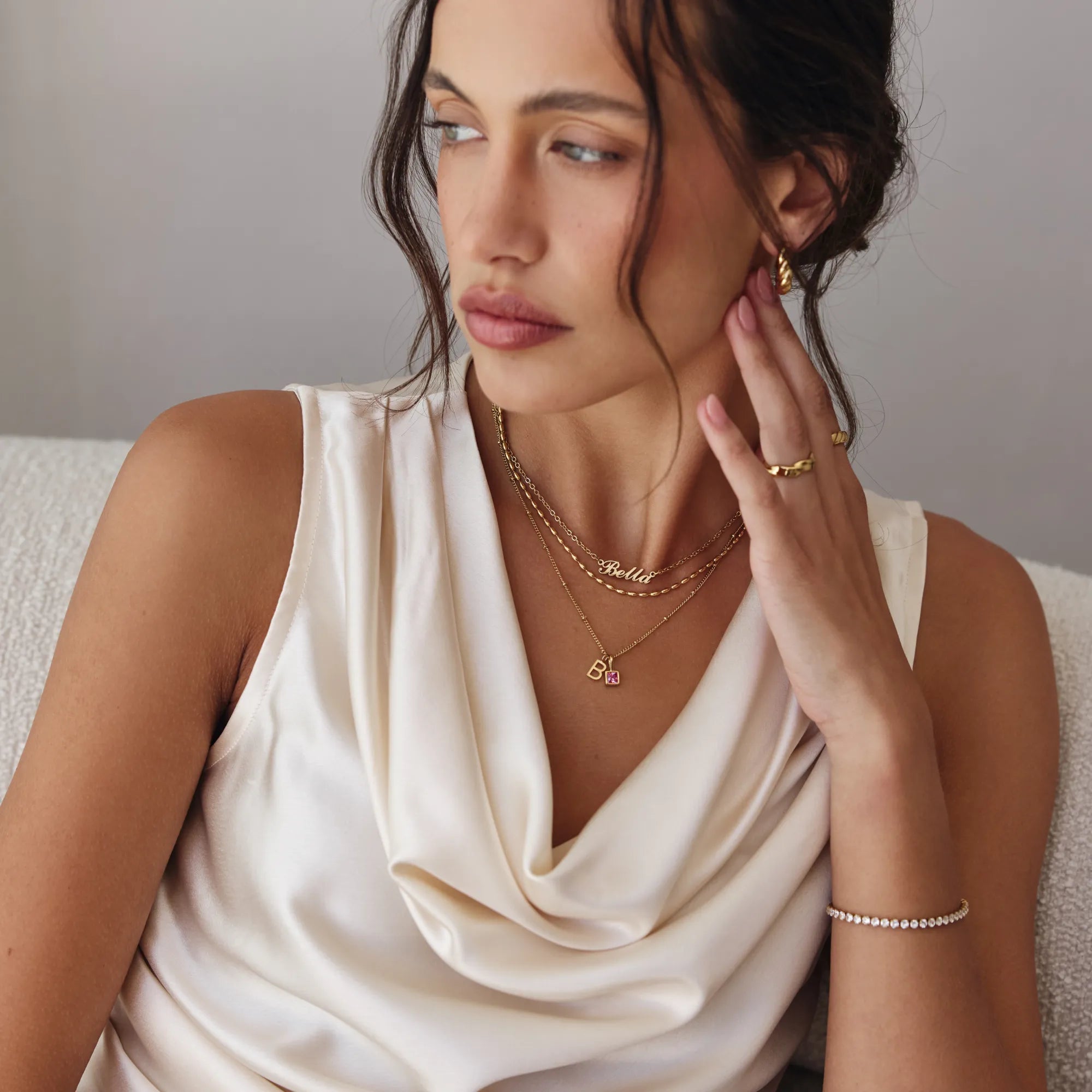 Collier Lettre Cristalline — vue 7