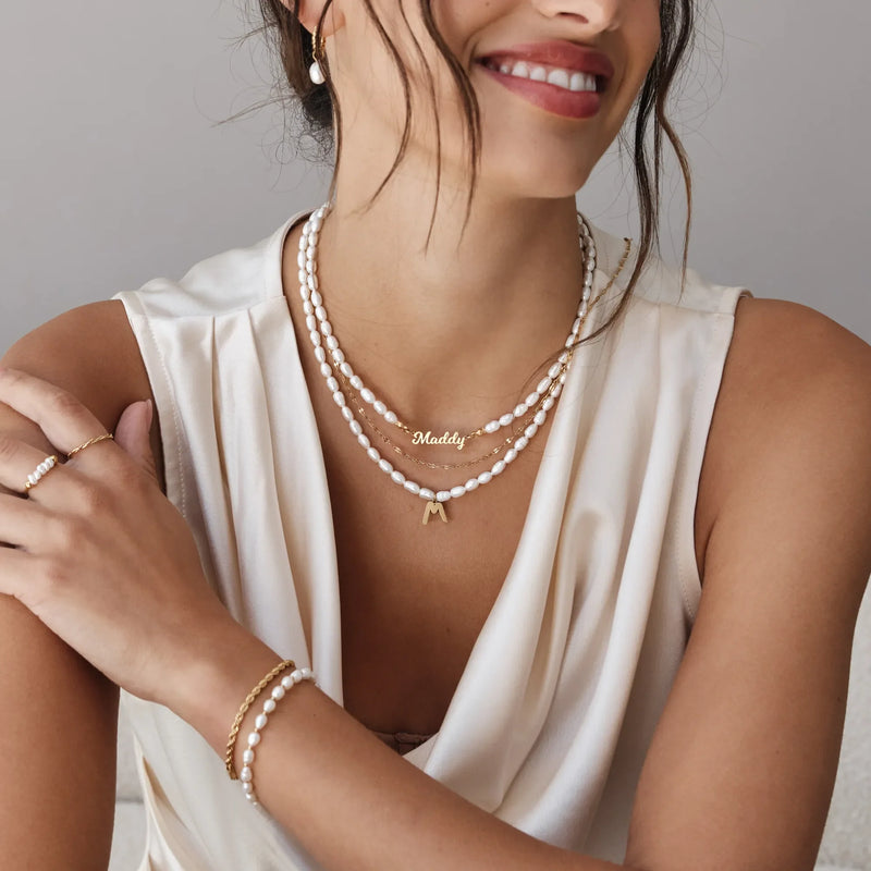 Collier Initiale Perlée — vue 6