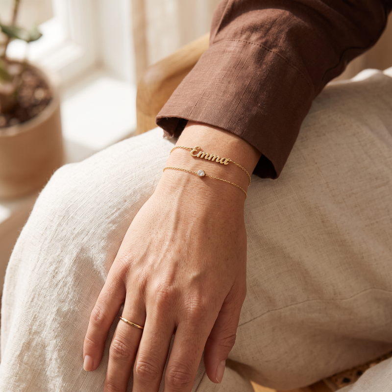 Bracelet doré personnalisé au prénom Emma